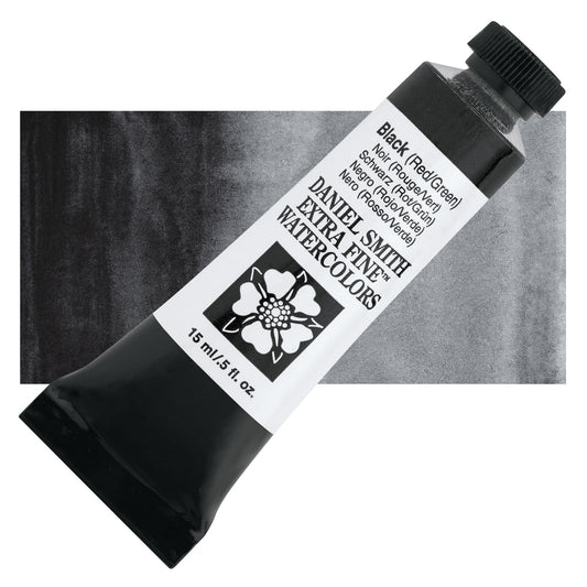 Daniel Smith Extra Fine Watercolor - Black (Red/Green), 15 ml Tube