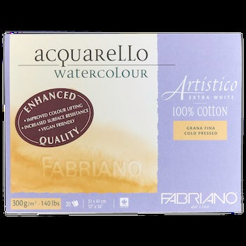 Fabriano Artistico Extra White Watercolor Block, Cold Press, 140 lb./300 gsm