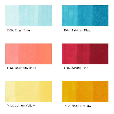 Copic Sketch Marker Set, 6-Colors, Perfect Primaries