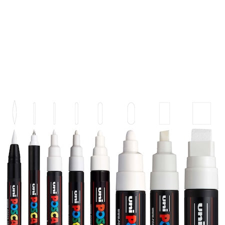 POSCA Paint Marker Set, 8 Colors, All White