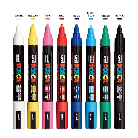 POSCA 8-Color Paint Marker Set, PC-5M Medium Set