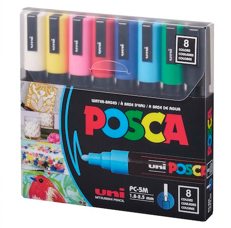 POSCA 8-Color Paint Marker Set, PC-5M Medium Set