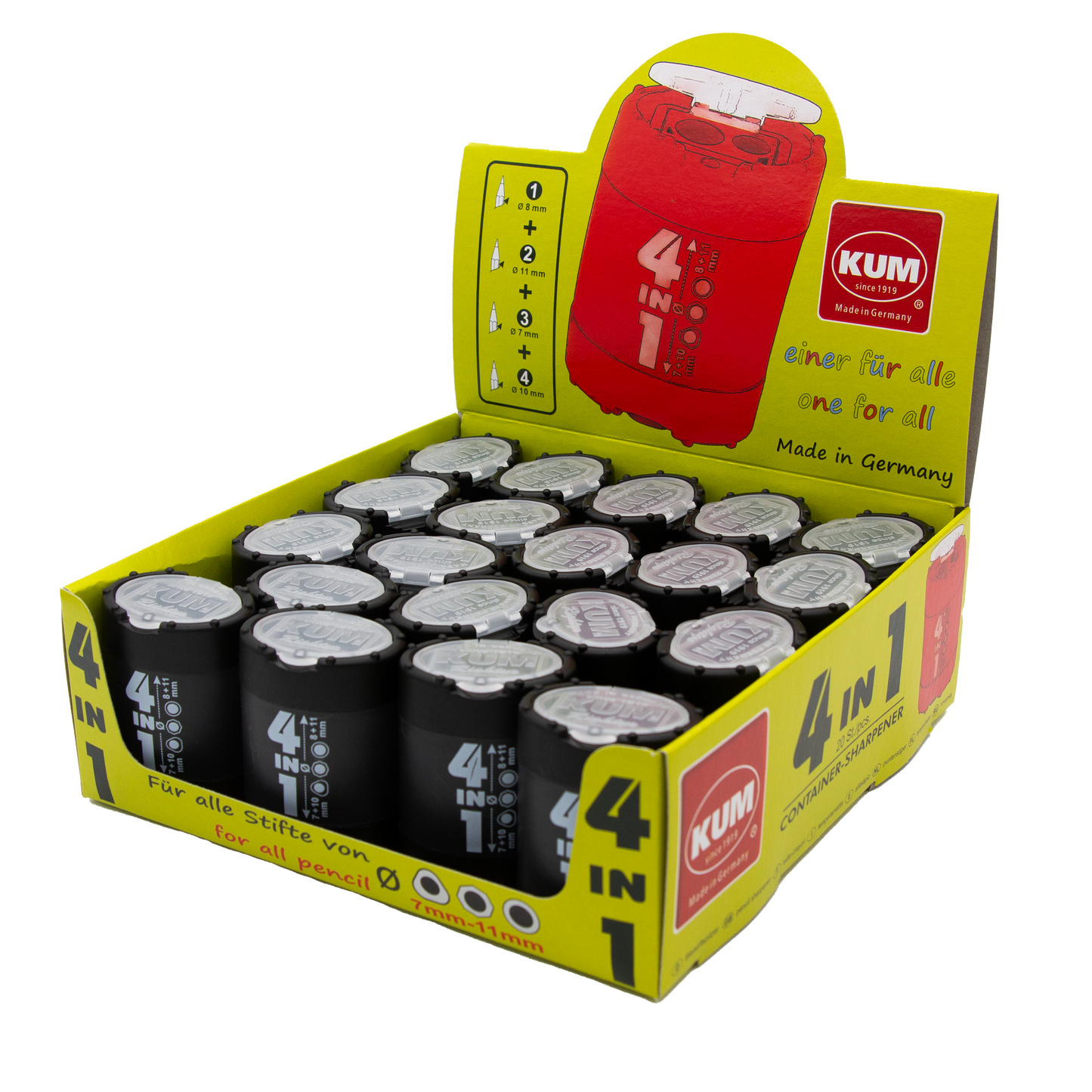 Box of KUM 4-in-1 products on a white background