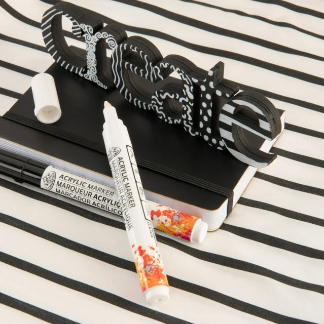 Royal Acrylic Markers 2 Piece Black and White Reversible Tip, 2mm