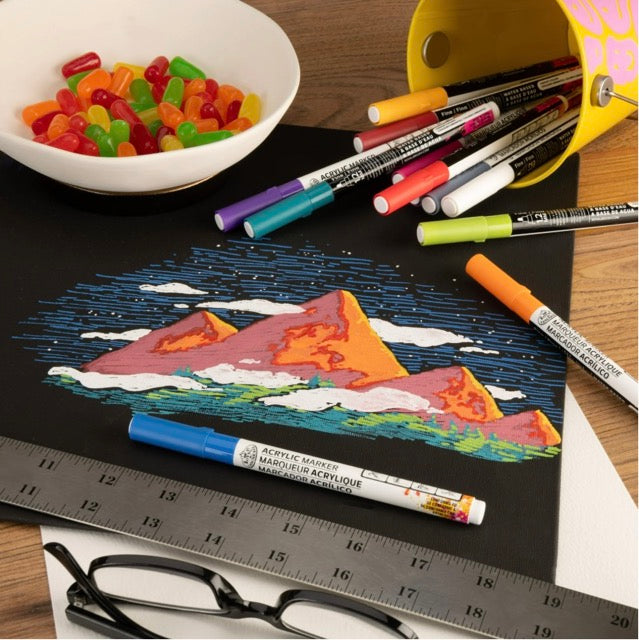 Royal Acrylic Markers 12 Piece Jewel Fine Tip - 1.2mm