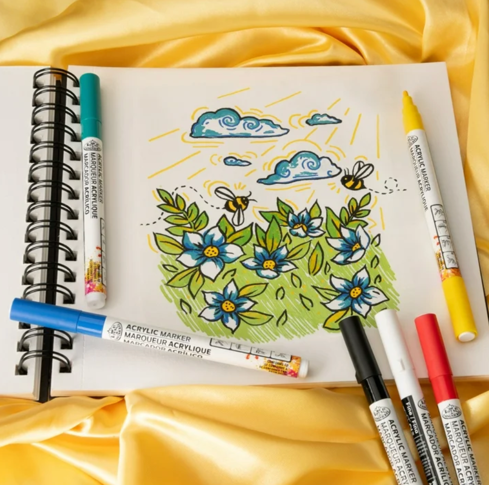 Royal Acrylic Markers 6 Piece Primary Fine Tip - 1.2mm