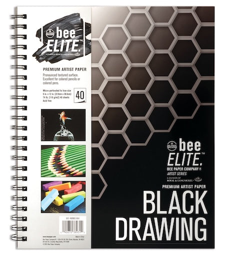 Bee Elite Spiral Drawing Pad - Black Paper
