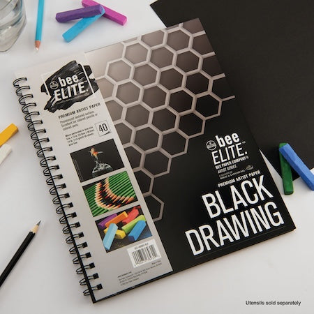 Bee Elite Spiral Drawing Pad - Black Paper