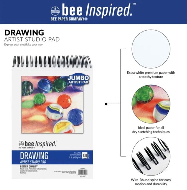 Bee Inspired Draw Jumbo Pad 9" x 12", 150 Sheets