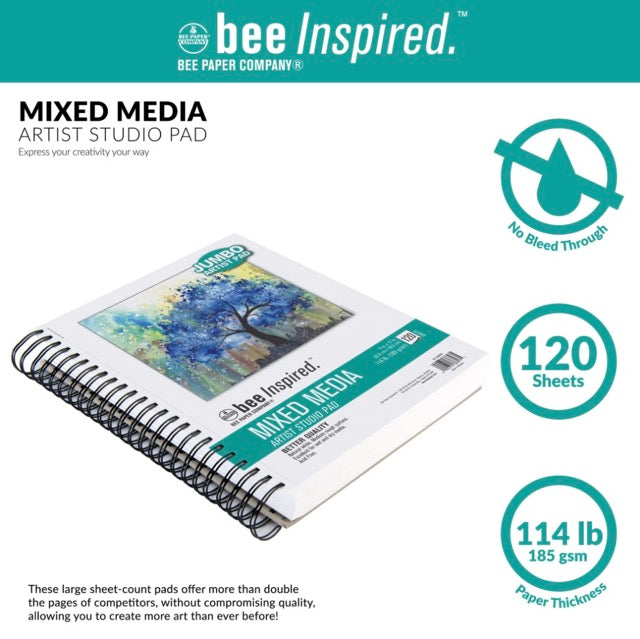 Bee Inspired Mixed Media Jumbo Pad 9" x 12", 120 Sheets
