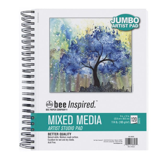 Bee Inspired Mixed Media Jumbo Pad 9" x 12", 120 Sheets