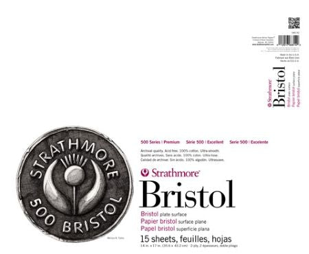 Strathmore Bristol Paper Pad, 500 series, Tape-Bound, 15 sheets