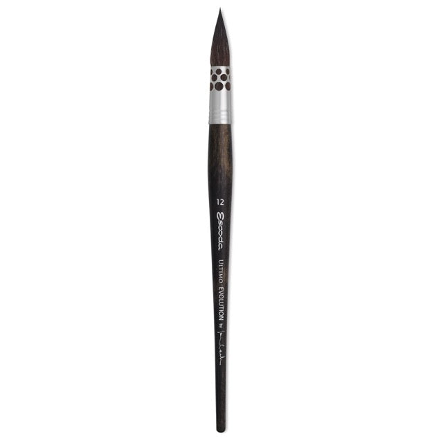Artiste brush with wooden handle and silver ferrule on a white background