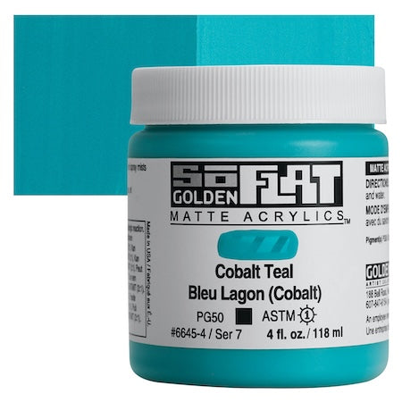 Golden SoFlat Matte Acrylic, 4 oz. Jar, Cobalt Teal