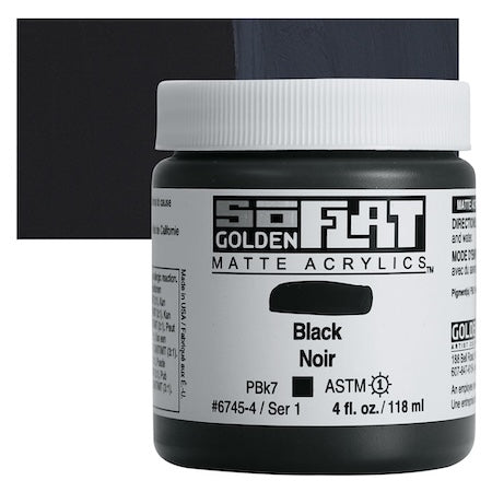 Golden SoFlat Matte Acrylic, 4 oz. Jar, Black