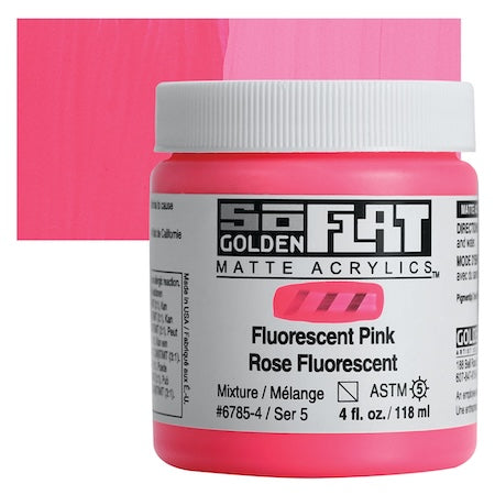 Golden SoFlat Matte Acrylic, 4 oz. Jar, Fluorescent Pink
