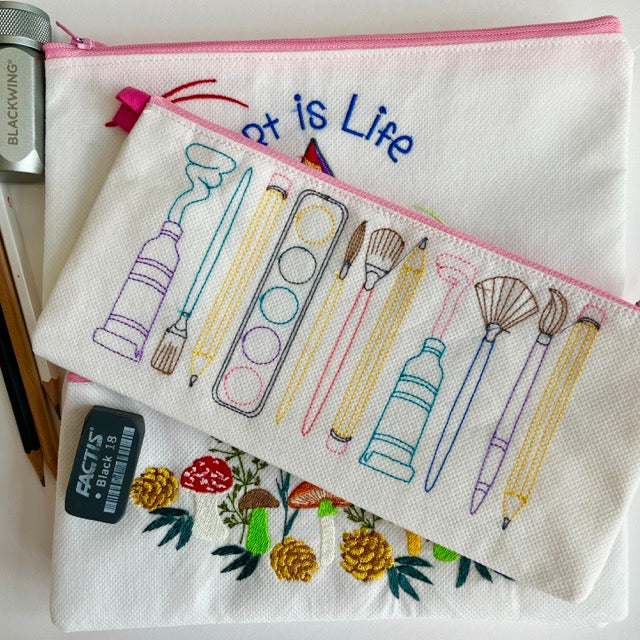 Artist’s Embroidered Pencil Bags – Exclusive to Huntsville Art Supplies