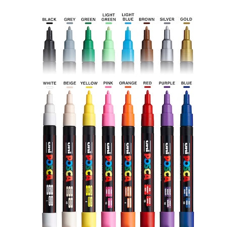 POSCA 16-Color Paint Marker Set, PC-3M Fine