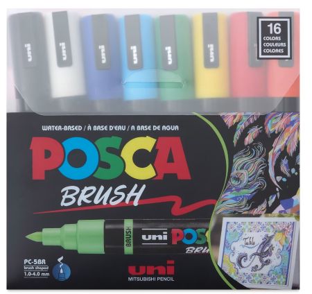 posca pc 5br marker brush tip 16 color set