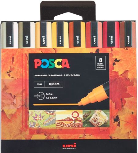 posca pc 5m medium bullet tip set 8 color warm tone