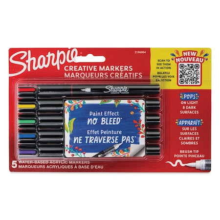 Sharpie Creative Acrylic Markers - Brush Tip, Set of 5