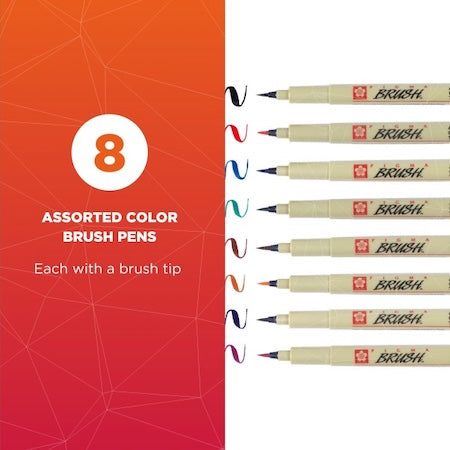 Sakura Pigma Brush Pen Set, 8-Colors