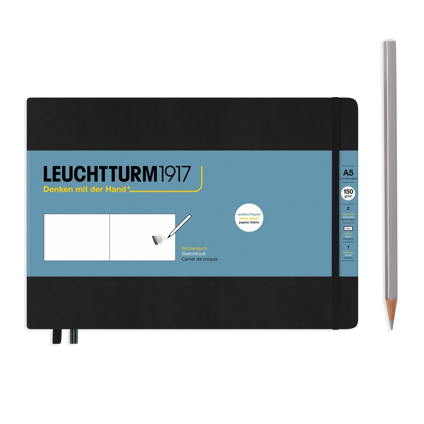 Leuchtturm1917 notebook with a pen on a white background