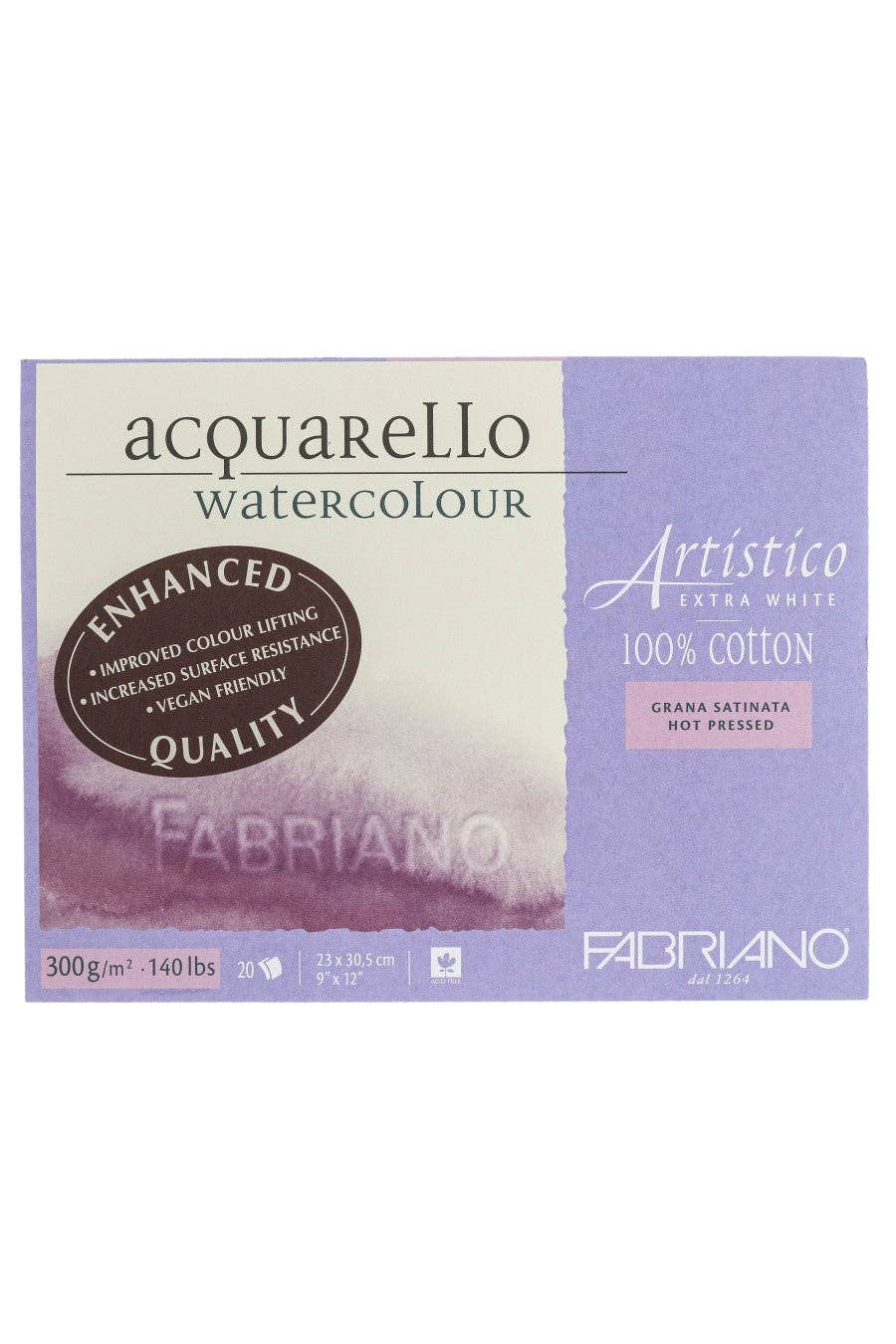 Fabriano Acquarello Watercolour paper packaging on a white background