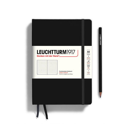 Black notebook with Leuchtturm1917 branding on a white background