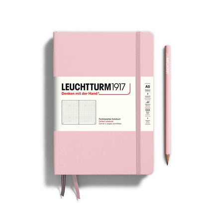 Pink notebook with Leuchtturm1917 branding on a white background