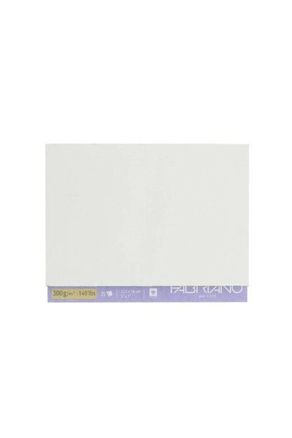 White sheet of paper with a brand label at the bottom on a white background