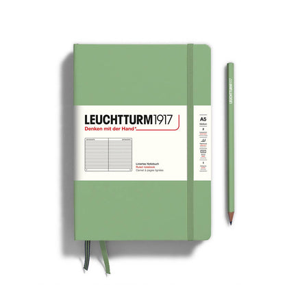 Green notebook with Leuchtturm1917 branding on a white background