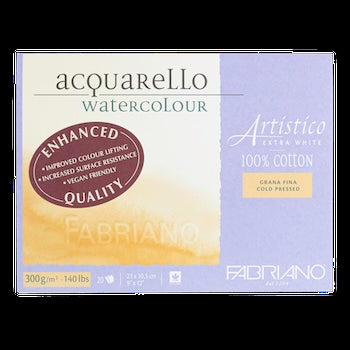 Fabriano Artistico Extra White Watercolor Block, Cold Press, 140 lb./300 gsm