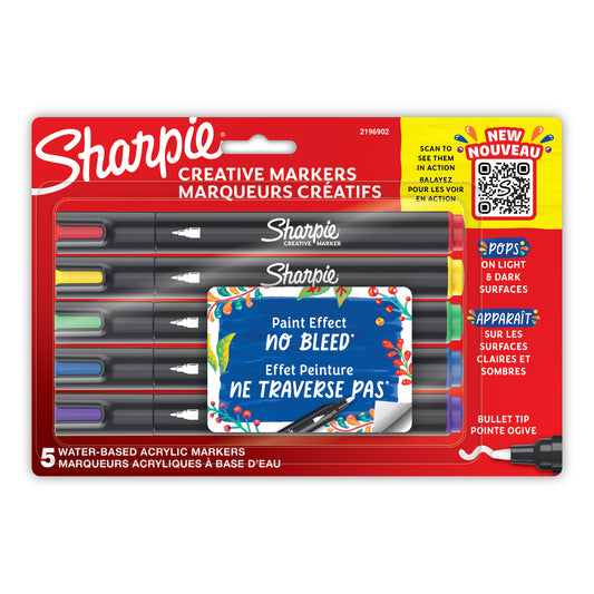 Sharpie Creative Markers Sets, Bullet Tip, 5-Color Assorted Set