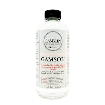 Gamblin Gamsol, 100% pure odorless mineral spirit, 16.9 oz. (500 ml) bottle