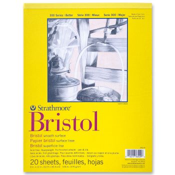 (Strathmore Bristol Paper Pad, 300 Series, Tape-Bound, 20 Sheets, Smooth, 11" x 14"