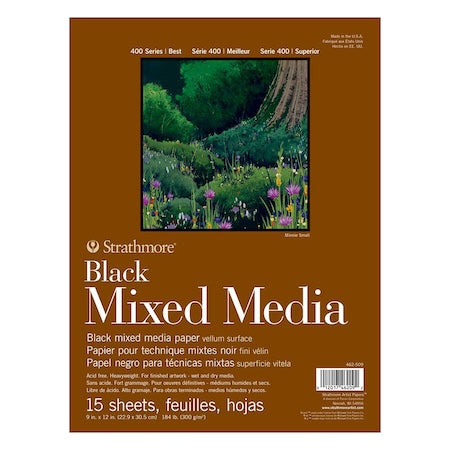 Strathmore 400 Series Black Mixed Media Pad - 9" x 12, 15 Sheets