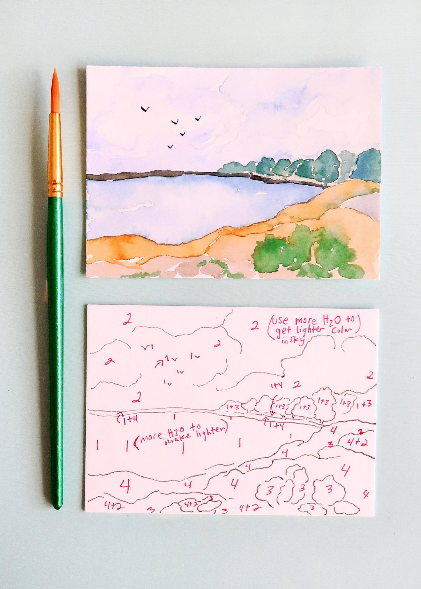 Ocean Beach Landscape Watercolor Paint by Number DIY  Kit