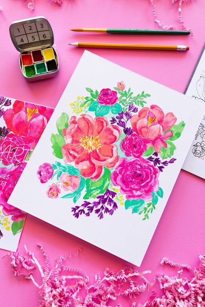 Pink Puddle Watercolor Paint by Number DIY Kit