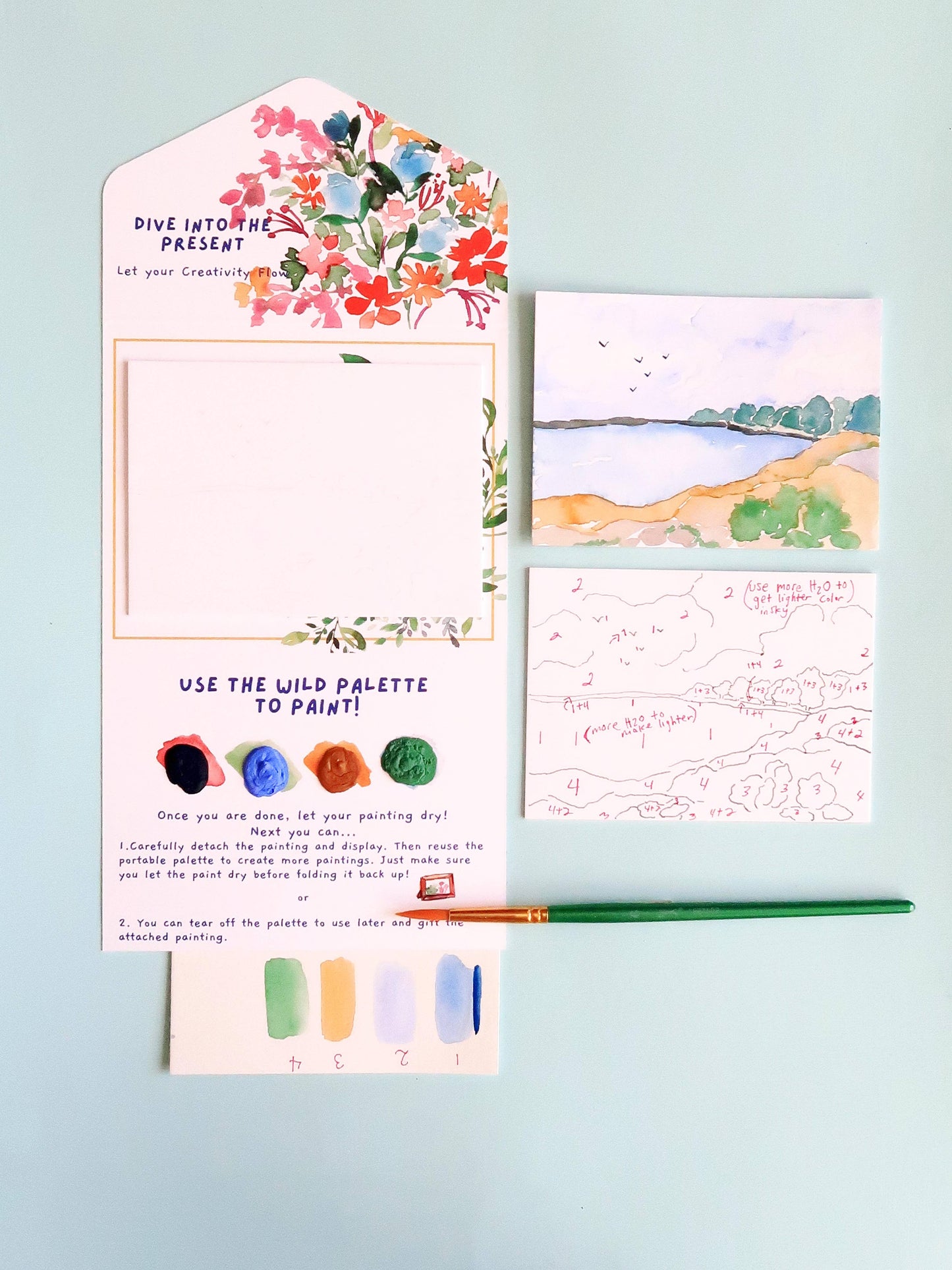 Ocean Beach Landscape Watercolor Paint by Number DIY  Kit