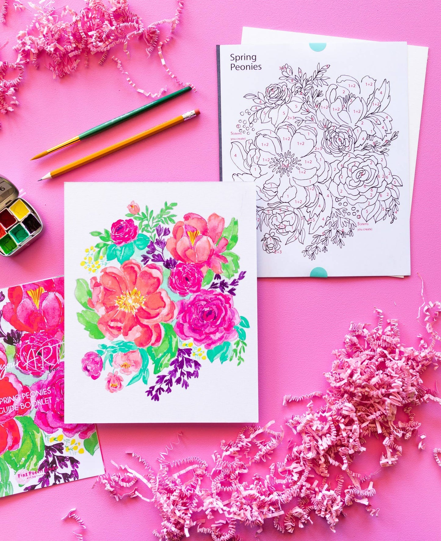 Pink Puddle Watercolor Paint by Number DIY Kit