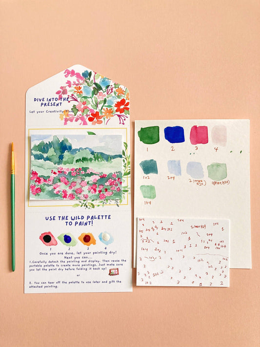 Rose Flowers Landscape Watercolor Paint by Number DIY  Kit