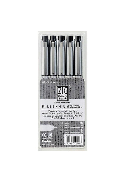 Pack of ZIG Millennium pens in packaging on a white background