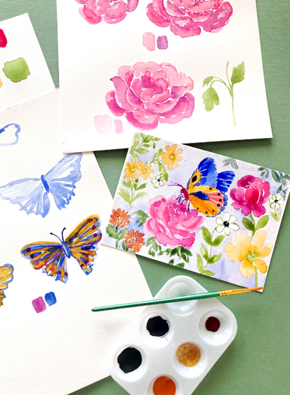 Watercolor Painting Butterfly and Roses DIY Craft Kit