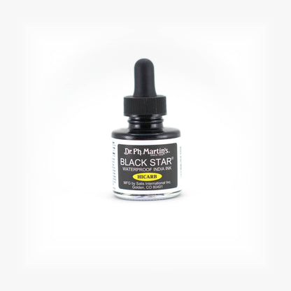 Bottle of Dr. Ph. Martin's Black Star Waterproof India Ink on a white background