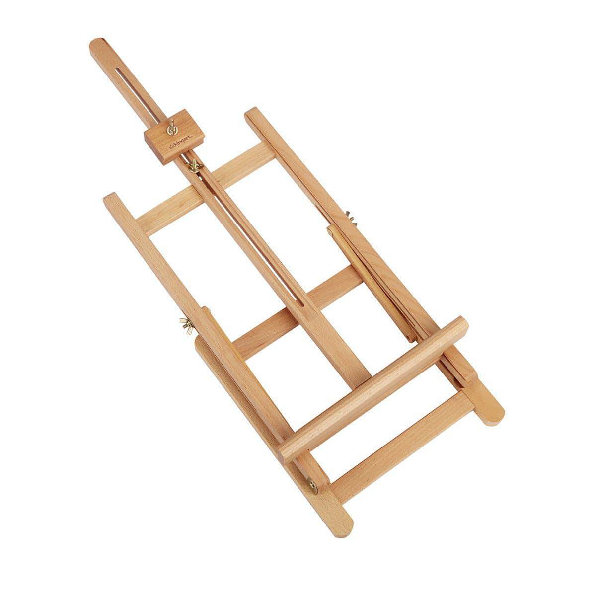 Wooden artist's easel on a white background