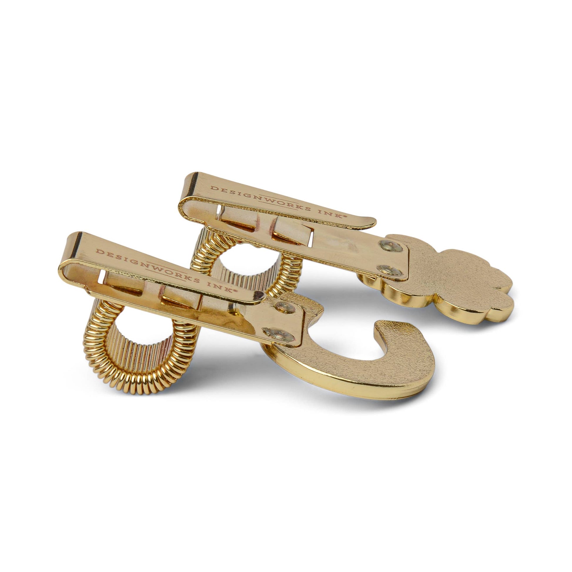 Gold cufflinks with 'Dandy Fox' branding on a white background