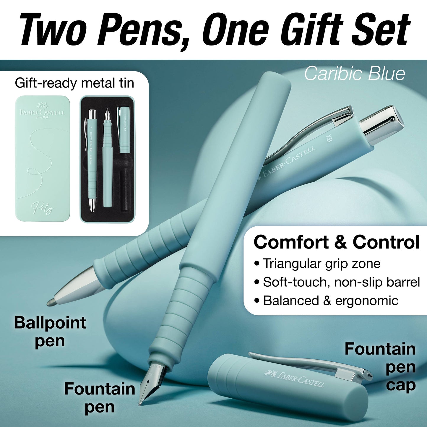 Poly Gift Tin Fountain Pen and Ballpoint Set