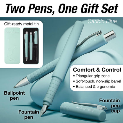 Poly Gift Tin Fountain Pen and Ballpoint Set