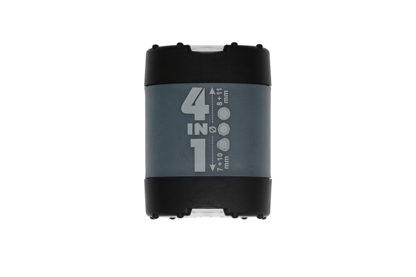 Black and gray 4-in-1 tool battery pack on a white background